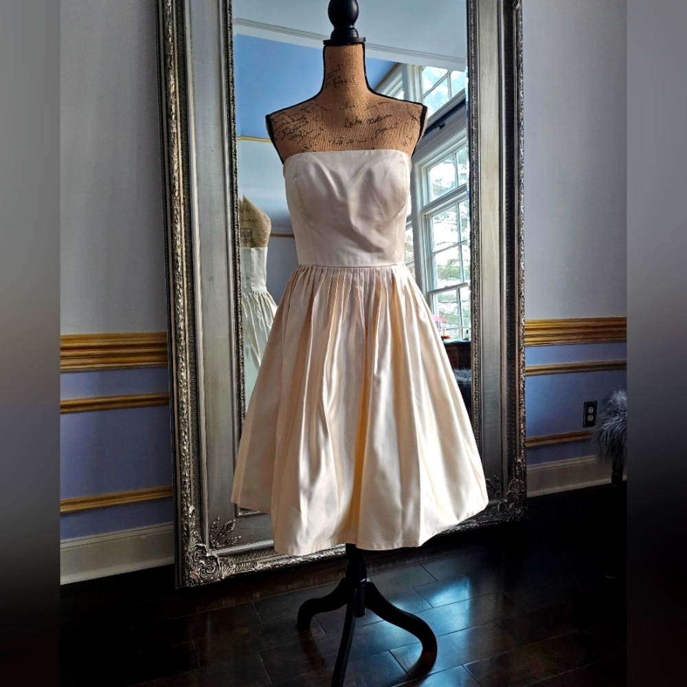 Retro Silk Satin Strapless Dress size 6